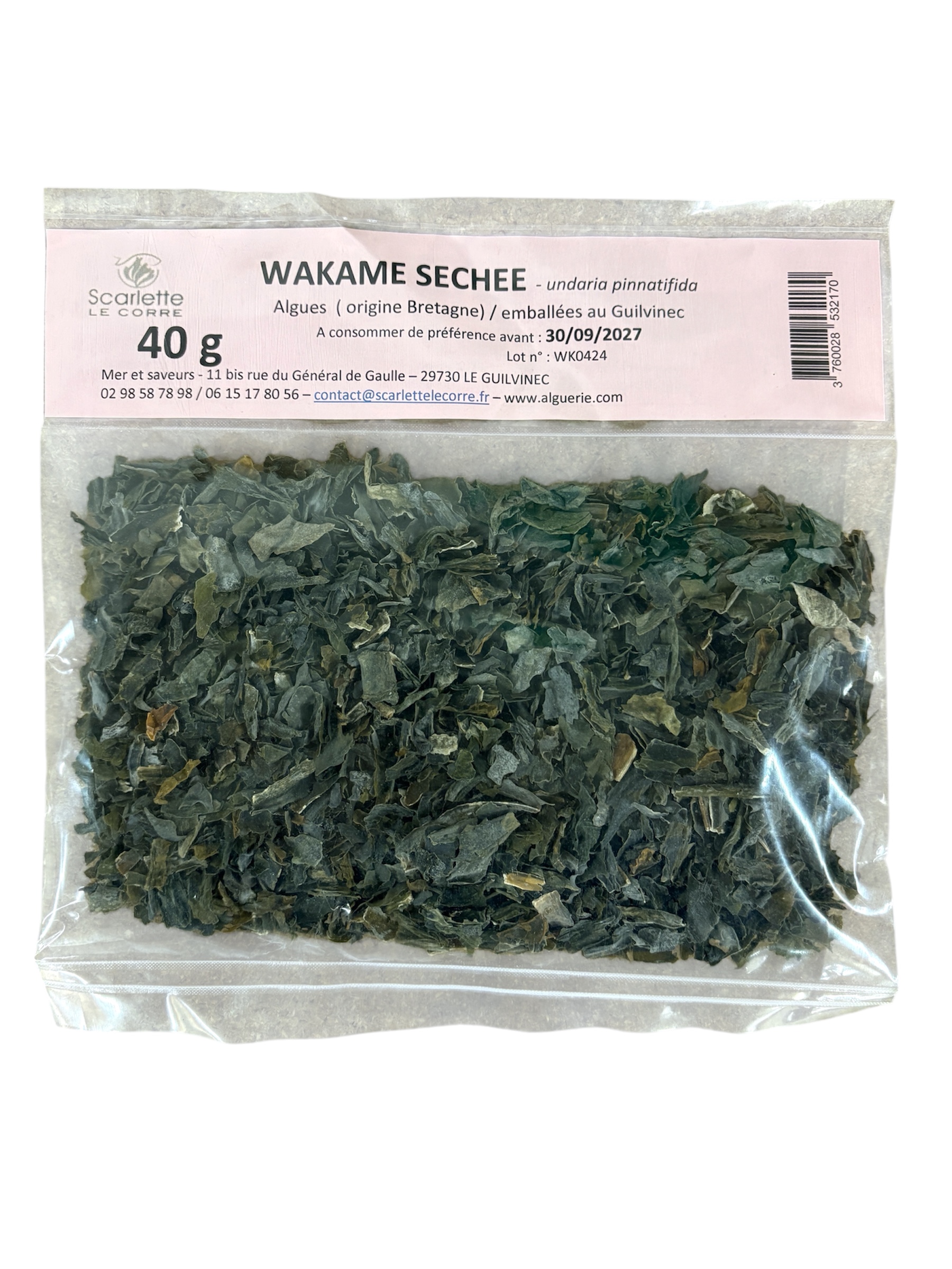 Algue wakamé séchée par 40g (gros morceaux)
